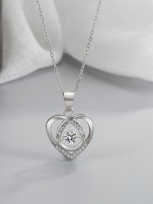 White gold [white] 925 Sterling Silver Cubic Zirconia Heart Minimalist Necklace